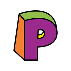 letter P logo vector colorful playful isolated on white background