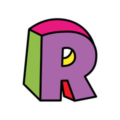 letter R logo vector colorful playful isolated on white background