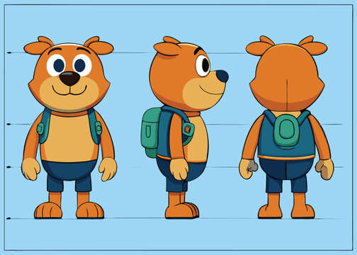 Cute Dog Character Turnaround and Model Sheet