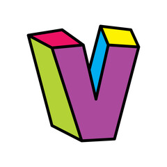 letter V logo vector colorful playful isolated on white background