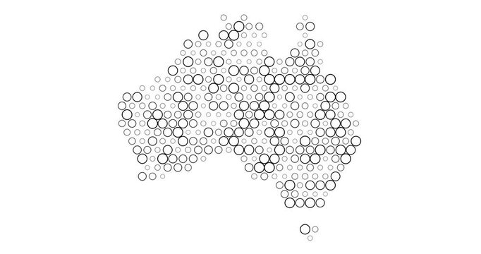 Australia Pixel Map With Motion Dots