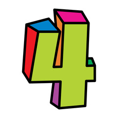 four or number 4 vector logo colorful playful design illustration
