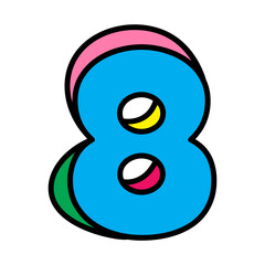 eight or number 8 vector logo colorful playful design illustration