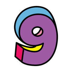 nine or number 9 vector logo colorful playful design illustration