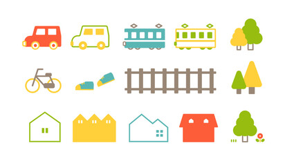 自動車　家　生活アイコンセット