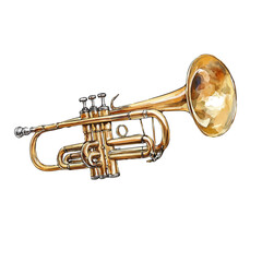 Fototapeta premium Trumpet, watercolor illustration vector, isolated on a white background.