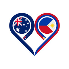 friendship concept. heart symbol icon of australia and philippines flags. vector illustration isolated on white background