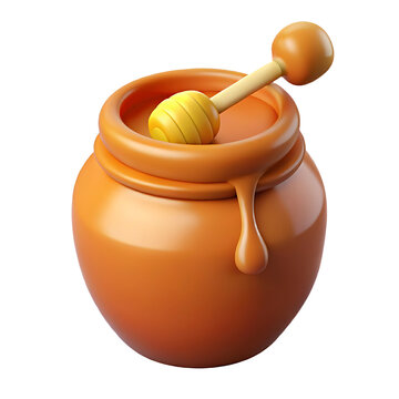 recommend clip art: Honey pot with dipper isolated on white background