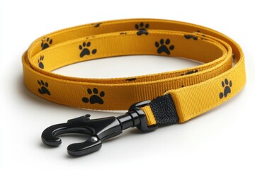 Yellow Dog Leash with Black Paw Prints