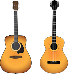 acoustic and classic guitar with sunburst color