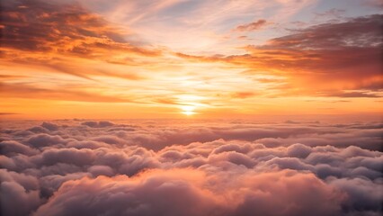 Heavenly sunrise above cloudscape; inspirational background
