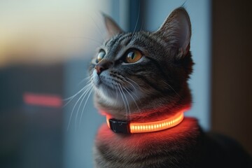 Cat Wearing a Light-Up Collar