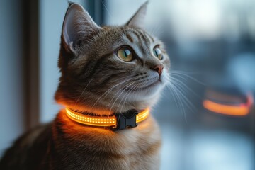 Cat Wearing a Light-Up Collar