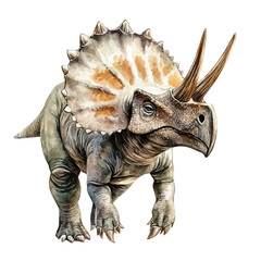 Triceratops, watercolor clipart vector, isolated on a white background.