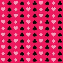 Pattern with card suits background. Vector illustration