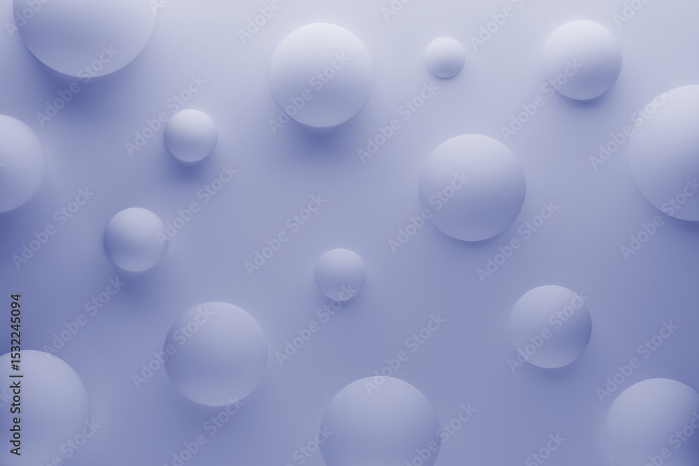 Poster light violet flying matt subtle spheres as geometric abstract background with. 3d rendering. delicat