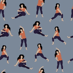 Seamless pattern with stretching women.