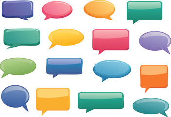 Colorful speech bubbles collection on white background