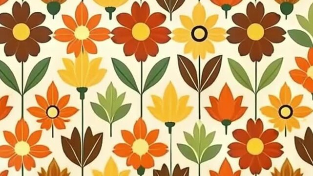 1970s flower animation, retro floral loop, vintage vector background, flat design flowers, psychedelic flower motion, seamless retro animation, looping flower background, colorful retro vector, animat