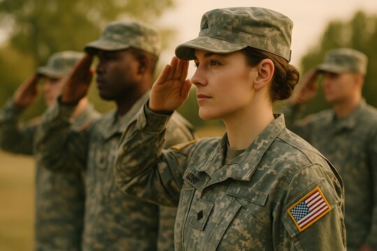 Soldiers saluting military army uniform usa troops