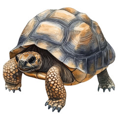 Tortoise Close Up, watercolor drawing vector, isolated on a white background.