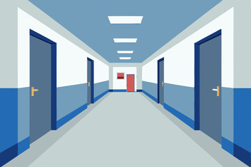 Long Corridor Interior Design Perspective View of Modern Building Hallway