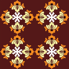 Seamless floral pattern featuring vintage flowers, leaves, and ornate botanical designs perfect for fabric, wallpaper, or textile decoration