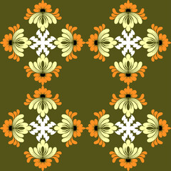 Seamless floral pattern featuring vintage flowers, leaves, and ornate botanical designs perfect for fabric, wallpaper, or textile decoration