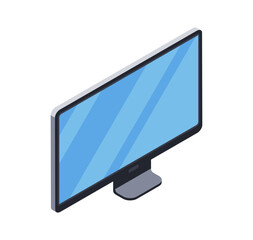 3d icon of monitor, computer. Digital Technology Items. Electronics for home, office, work. Isolated object on white background. Vector illustration in isometric style