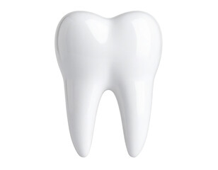 A shiny, white, healthy human molar tooth with a smooth surface and natural contours.