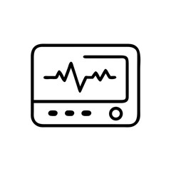 Minimalist ECG monitor icon showing a heart signal waveform, representing heart rate diagnostics and cardiac monitoring.
