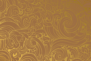 Golden luxury irregular organic shape seamless pattern vector with  brown background color