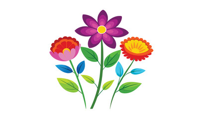 Vibrant colorful flower bouquet illustration