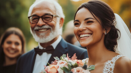 moments of diverse and different ages couple in wedding. Lovely moment.