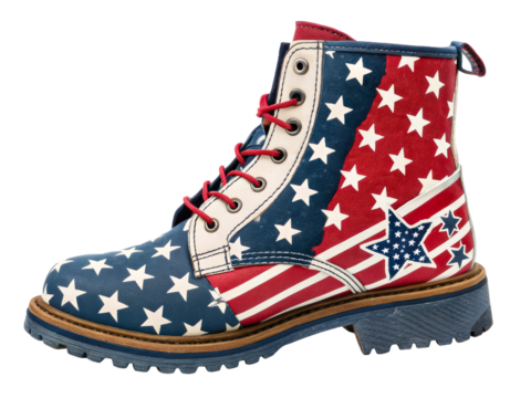 Colorful boots featuring American flag design and stars for fashion