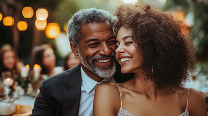 moments of diverse and different ages couple in wedding. Lovely moment.