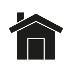 House With Chimney Solid Icon. Residential Building, Home Ownership, And Real Estate Silhouette Symbol. Architecture And Housing Concept. Isolated Vector Illustration