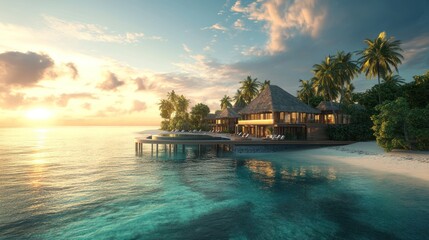 Obraz premium Luxury Tropical Villa at Sunset