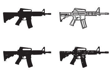Collection of silhouette AR 15 rifles with different styles and perspectives