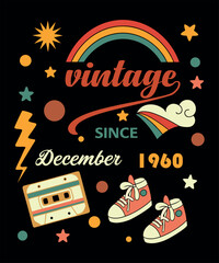 Colorful vector illustration of a set of retro music icons, perfect for a vintage holiday design or a happy summer banner