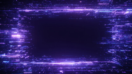damaged neon frame, glowing interference rectangles, heavy compression and scanning lines