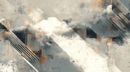 abstract lines in faded tones over beige-gray canvas, modern tech feel