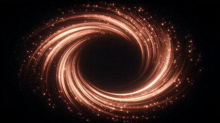 luminous vortex structure, abstract glowing lines rotating inward like gravitational light ring