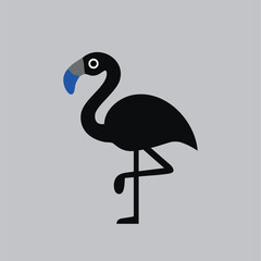 Cute vector flamingo with big eyes, simple design, great for kids' projects and decor.