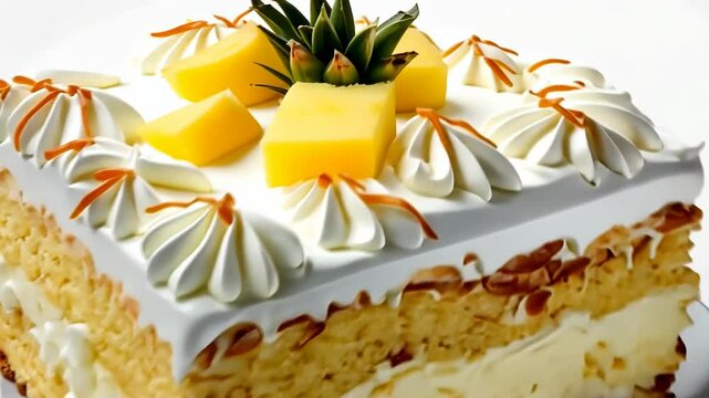 Sweet pineapple pastry on a white background