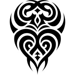 Decorative tribal design resembling a heart or ornamental shield