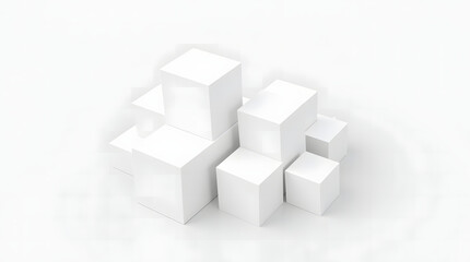 A clean, minimalist, and modern abstract background featuring a three-dimensional arrangement of white cubes.