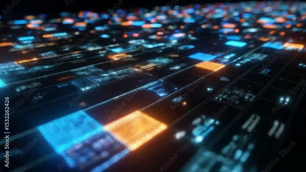 Poster futuristic digital data grid visualization