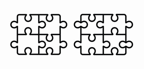 Two Interlocking Puzzle Pieces Icon Graphic Design