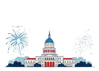 Fireworks celebrate at historic dome building during evening event